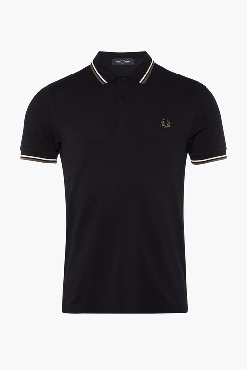 Heren tops polo korte mouw Noir - FRED PERRY
