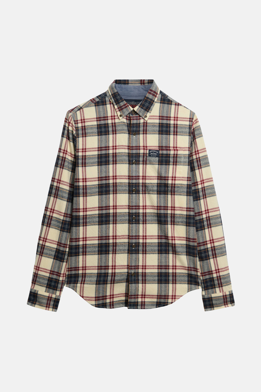 Multikleuren geruit overhemd met lange mouwen van SUPERDRY, met borstzak en knopen.