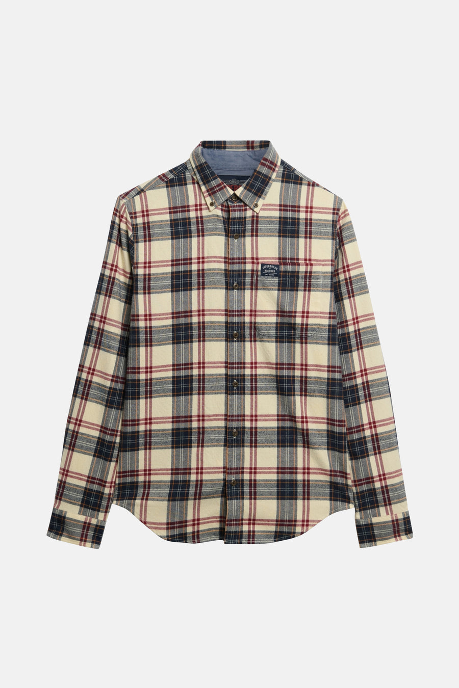 Superdry geruit overhemd met lange mouwen in meerdere kleuren, met een knoopkraag en borstzak.