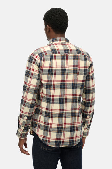Multikleurig overhemd met lange mouwen van SUPERDRY, geruit met borstzak en knoopmanchetten.