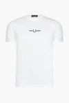 Wit T-shirt met korte mouwen van Fred Perry, versierd met het iconische logo van het merk in het zwart.