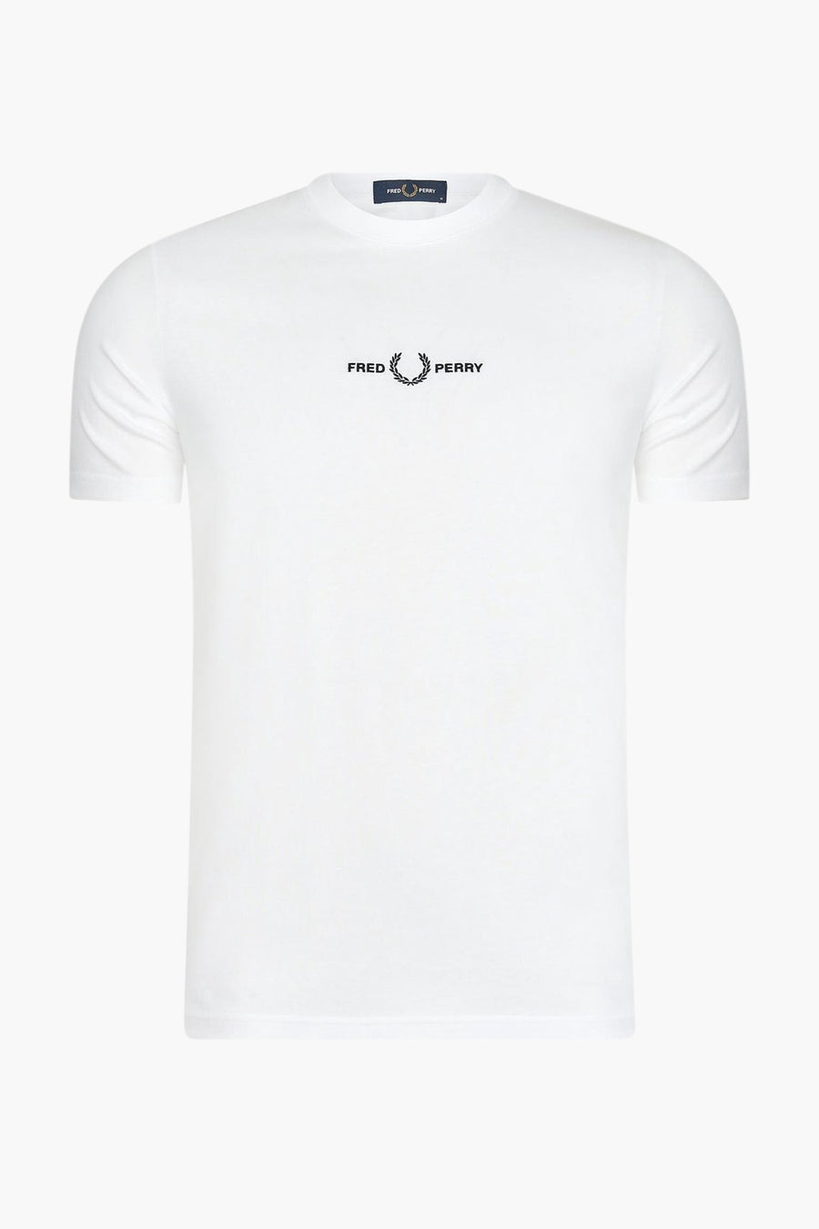 Wit T-shirt met korte mouwen van Fred Perry, versierd met het iconische logo van het merk in het zwart.