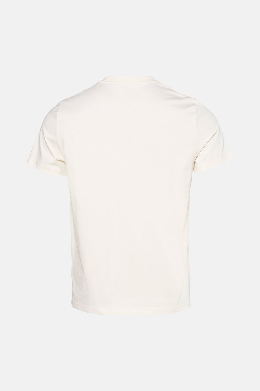 Ecru T-shirt met korte mouwen van FRED PERRY, achterkant, op een lichte effen achtergrond.