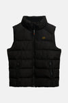 Veste sans manches noire de Superdry, avec fermeture à glissière intégrale et poches zippées.