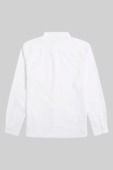 Wit overhemd met lange mouwen van FRED PERRY, van achteren gezien, met knoopsluiting en klassieke kraag.