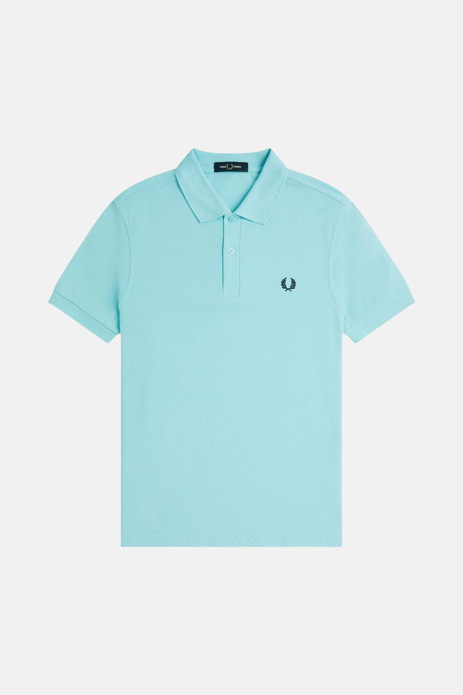Turquoise poloshirt met korte mouwen van Fred Perry, met geborduurd logo op de borst.