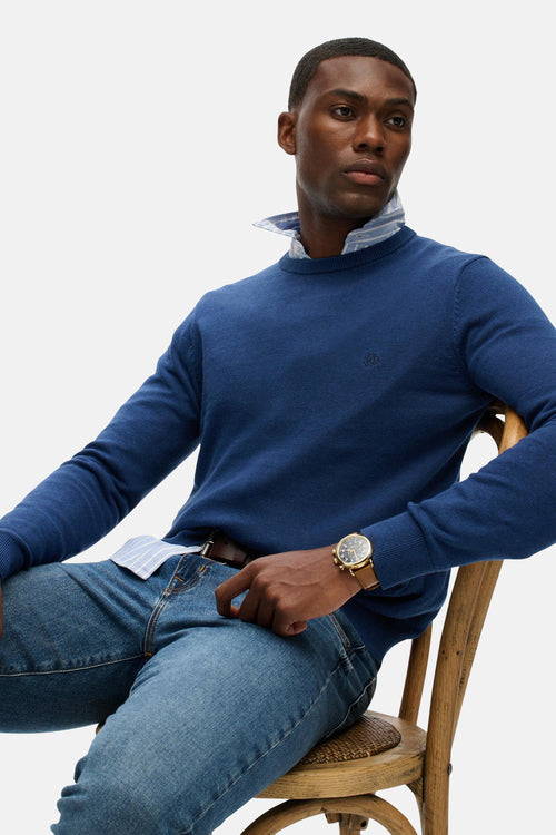 Pull col rond bleu - SUPERDRY