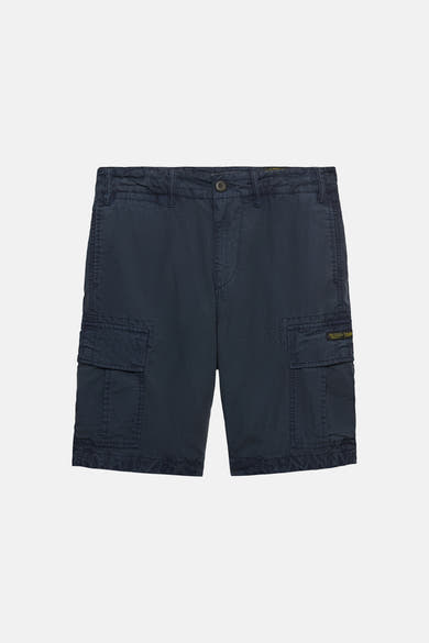 Short cargo bleu de SUPERDRY avec poches à rabat et ourlets froncés.