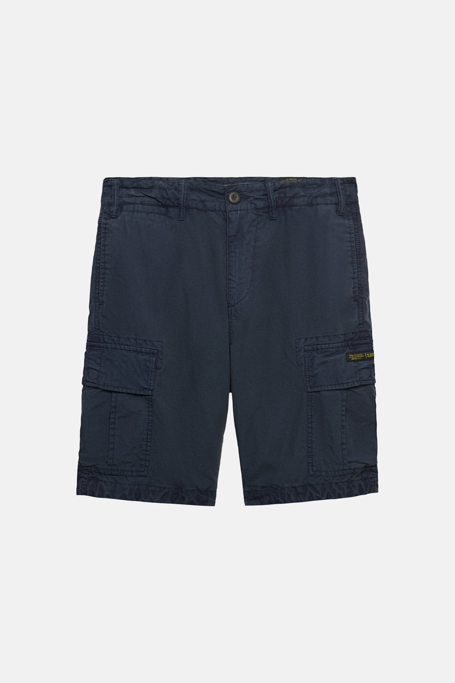 Short cargo bleu de SUPERDRY avec poches à rabat et ourlets froncés.