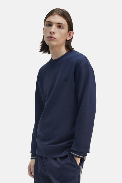 Sweat col rond Bleu - FRED PERRY
