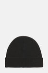 Bonnet noir tricoté de Superdry, avec logo ton sur ton brodé sur le devant.