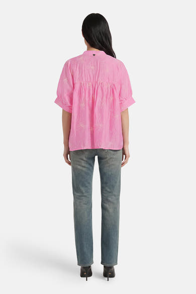 Blouse met korte mouwen - roze