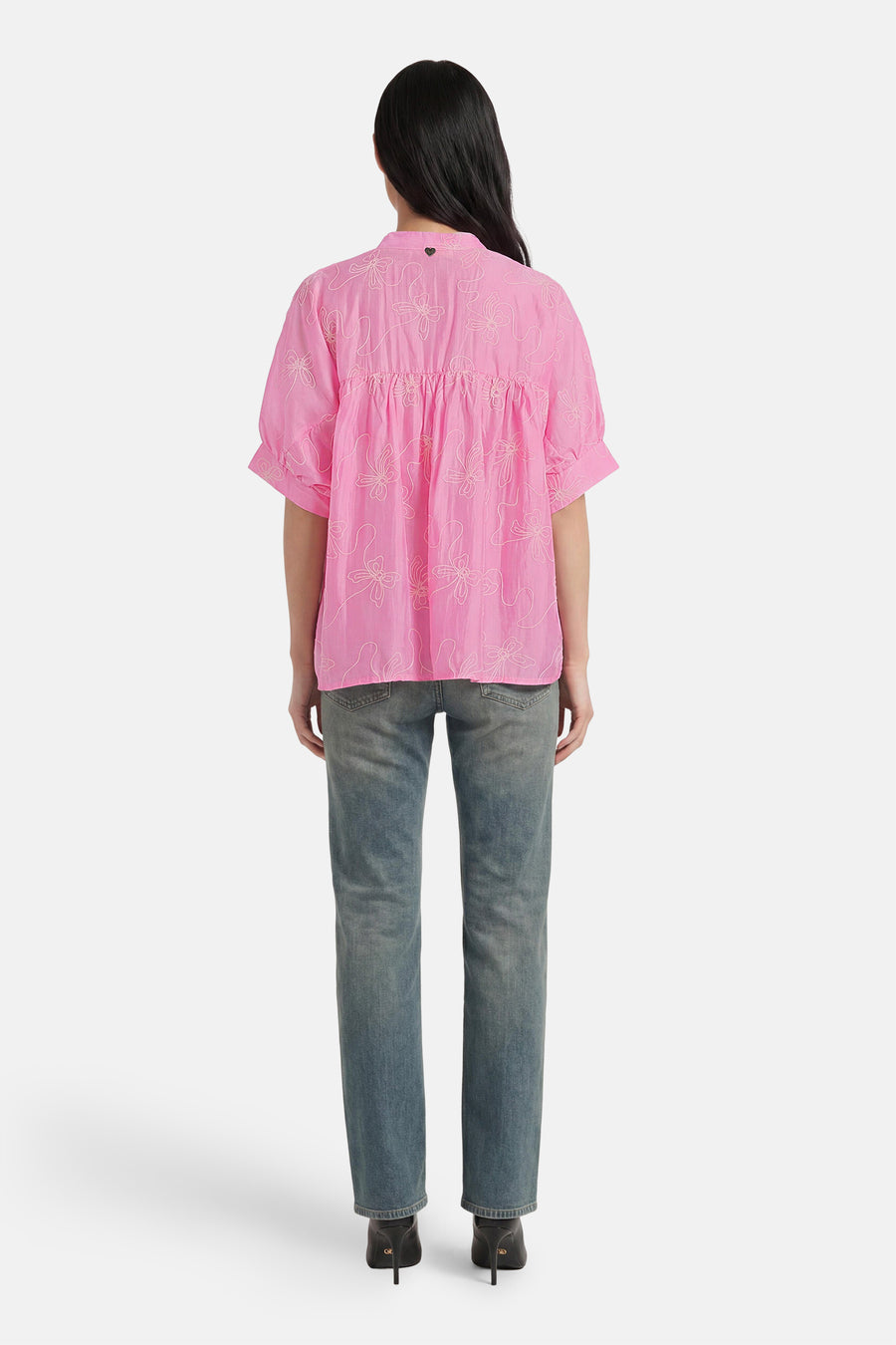 Blouse met korte mouwen - roze