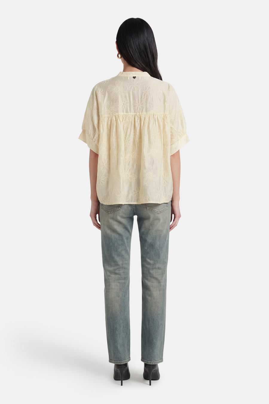 Blouse met korte mouwen - geel
