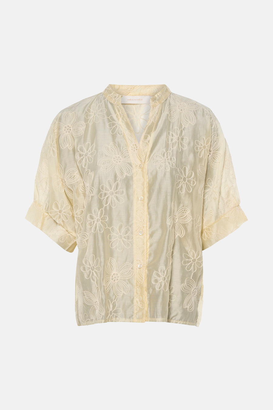 Blouse met korte mouwen - geel