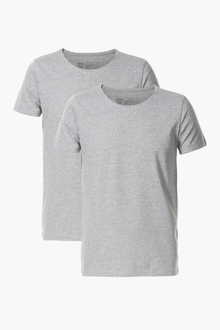 Set van twee grijze T-shirts van Petrol Industries, van katoenen jersey met korte mouwen, effen.