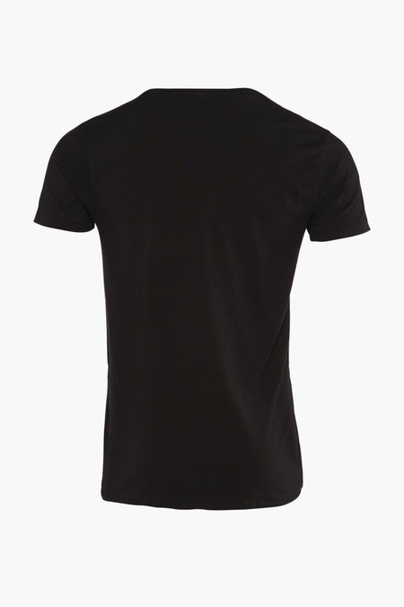 Zwart T-shirt met korte mouwen van Petrol Industries, achterkant, klassieke pasvorm van katoen.