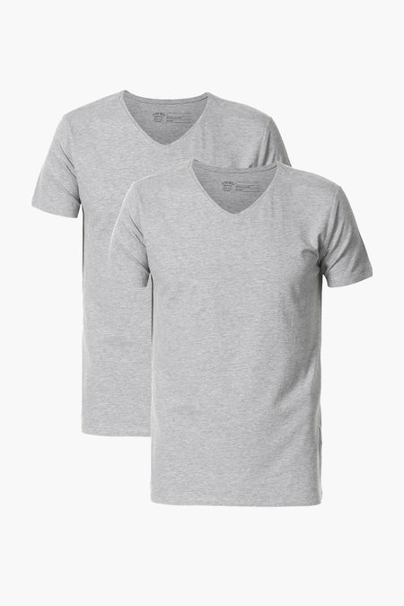 Set van twee grijze T-shirts met korte mouwen van Petrol Industries, V-hals.