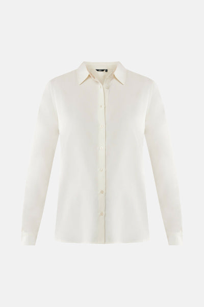 Chemise à manches longues blanche de MEXX, avec une fermeture boutonnée sur le devant.