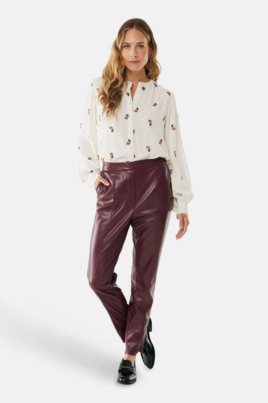 Ecru blouse met lange mouwen van MEXX, met bloemenpatroon en pofmouwen.