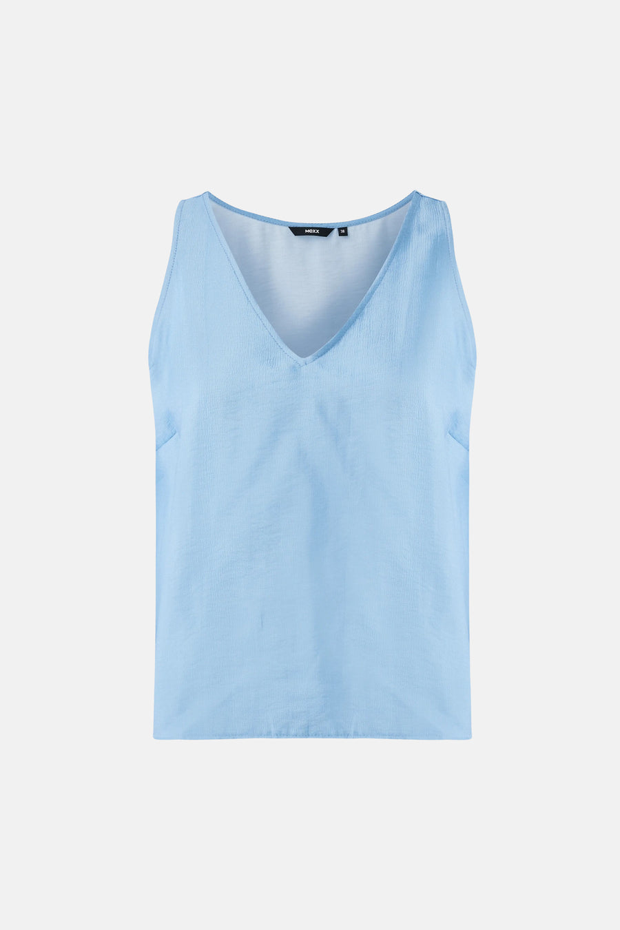 Blouse bleue sans manches de MEXX, texture subtile, encolure en V flatteuse et coupe décontractée.