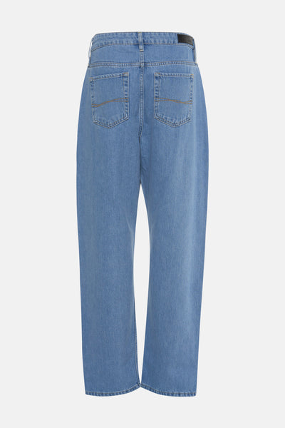 Rechte Jean Mom in middelblauw denim van MEXX, met achterzakken en een losse pasvorm.