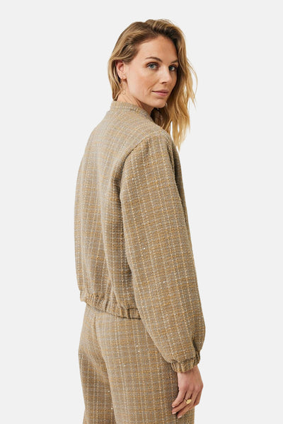 Veste courte multicolore de MEXX, avec une texture tweed et un col montant.