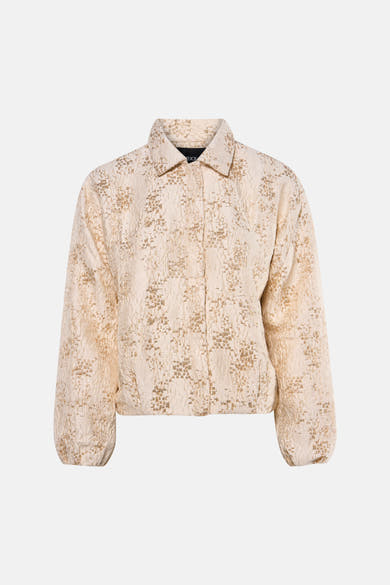 Veste courte beige de MEXX avec motif texturé ton sur ton et coupe blouson.