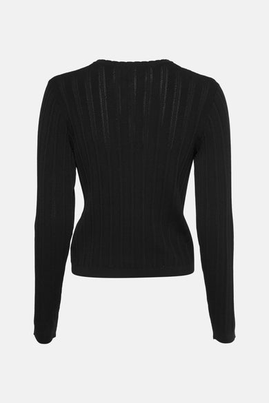 Cardigan noir en maille de MEXX, avec texture côtelée verticale.