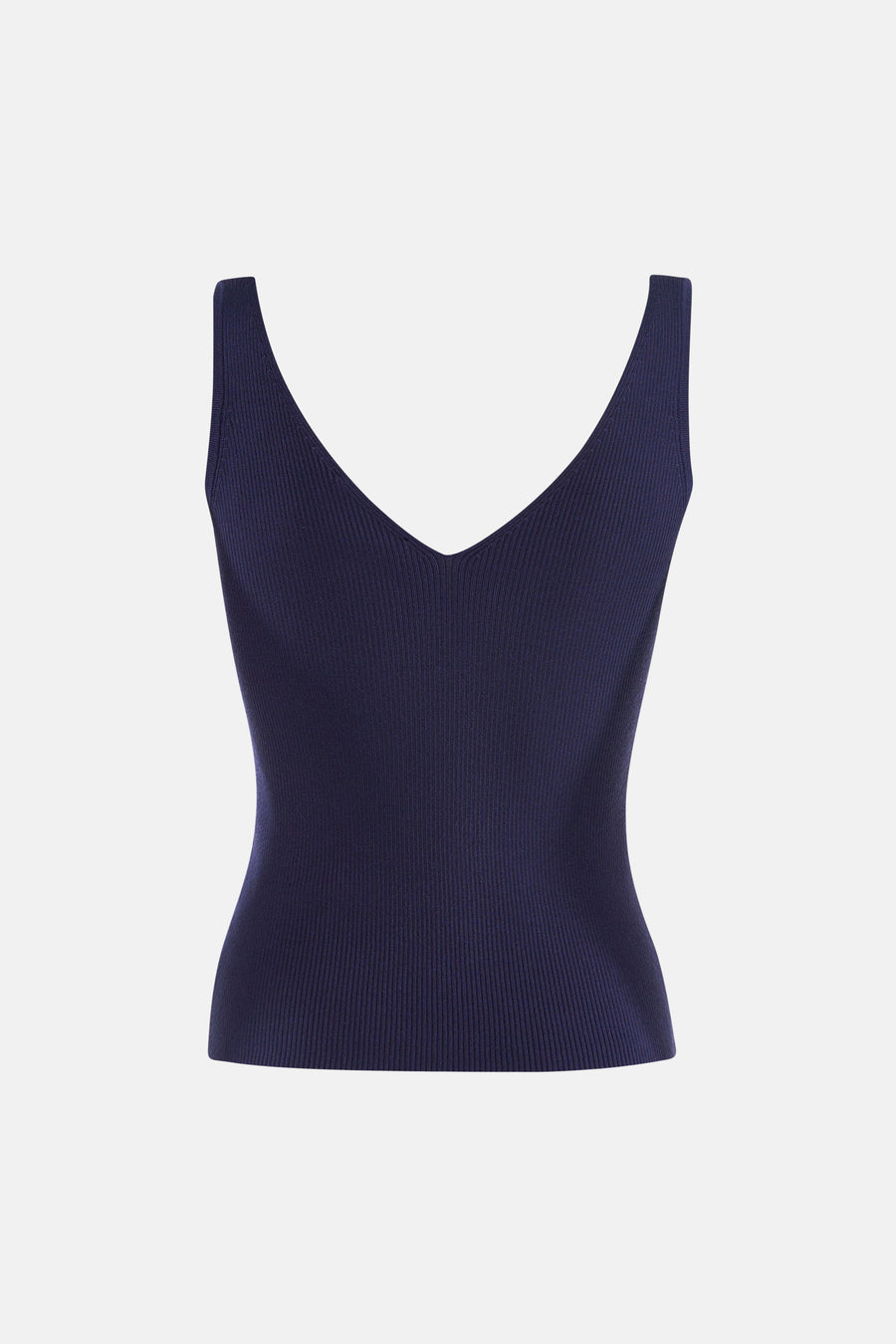 Débardeur côtelé bleu marine de MEXX, coupe ajustée avec col en V.