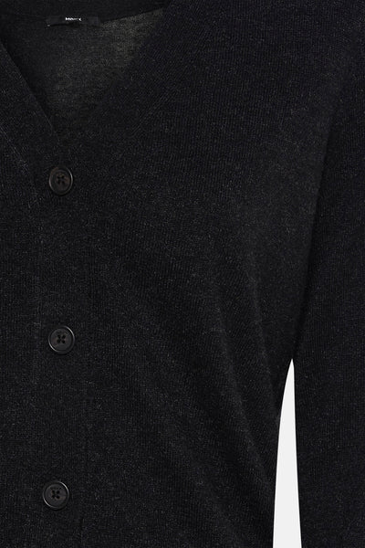 Zwarte gebreide cardigan van MEXX, met knoopsluiting aan de voorkant en fijne textuur.