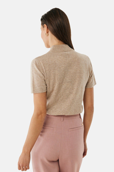 Pull met ronde hals - beige