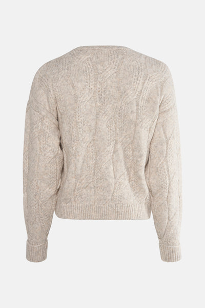 Beige ronde hals trui van MEXX met een kabelstructuur en lange mouwen.