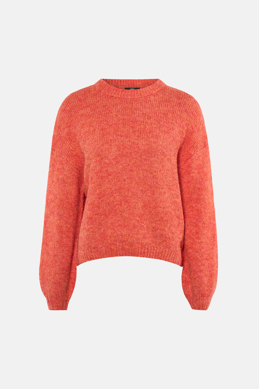 Pull orange de la marque MEXX, tricoté à col rond, coupe décontractée, légèrement texturé.