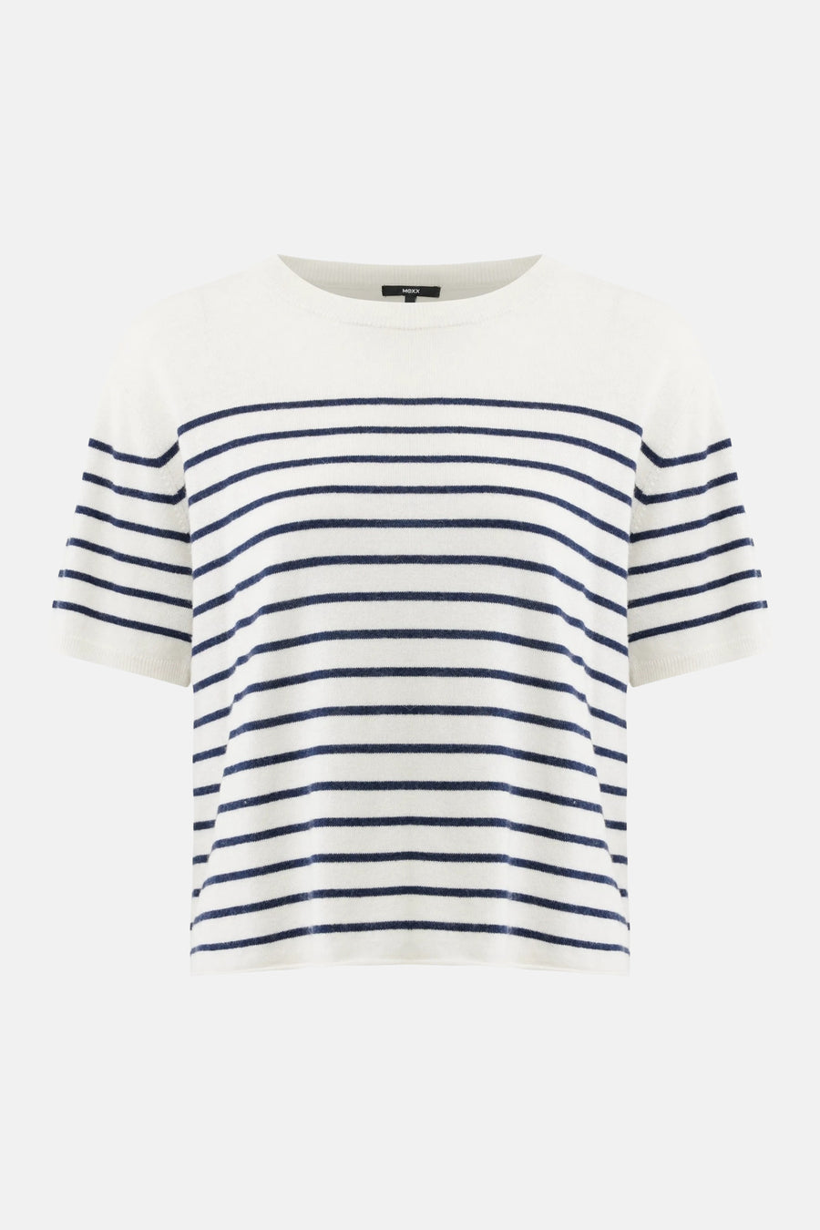 Gestreept T-shirt in marineblauw en gebroken wit van MEXX, met korte mouwen.