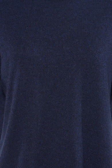 MEXX blauwe trui met fijne, zachte ribgebreide textuur.