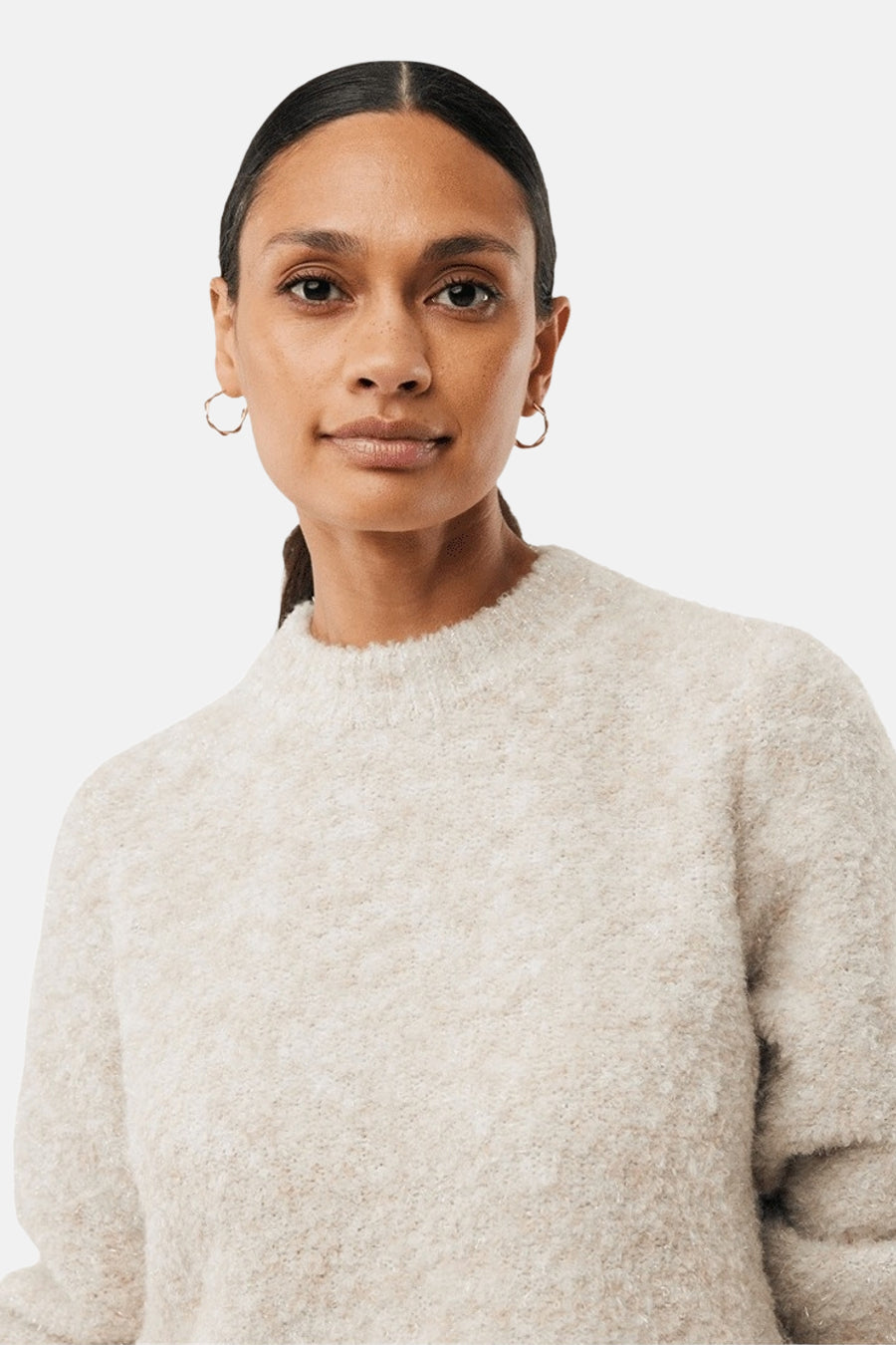 Pull met ronde hals - ecru