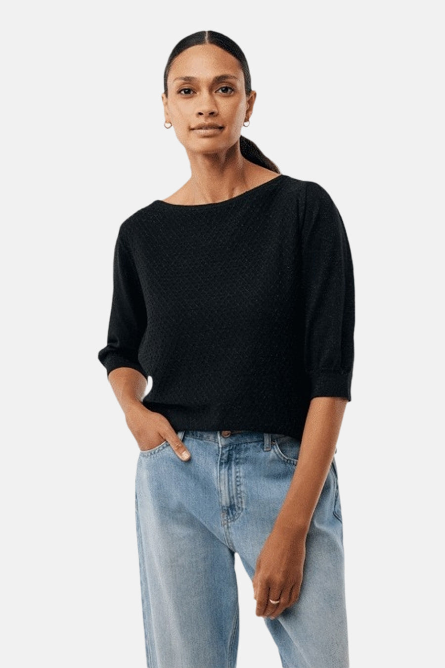 Pull met ronde hals - zwart