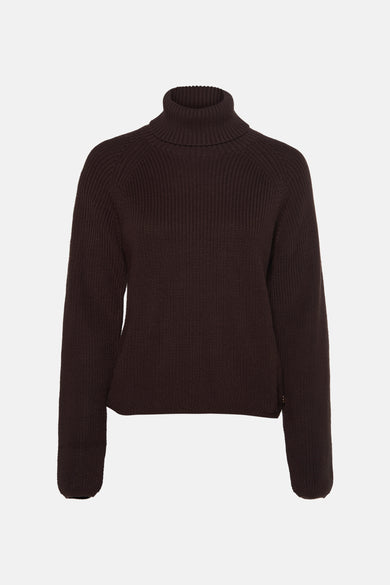 Pull met rolkraag - bruin