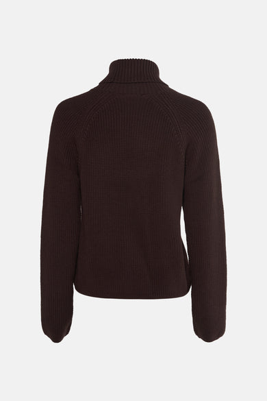 Pull met rolkraag - bruin