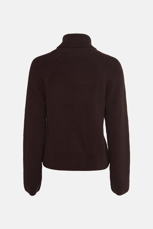 Pull met rolkraag - bruin