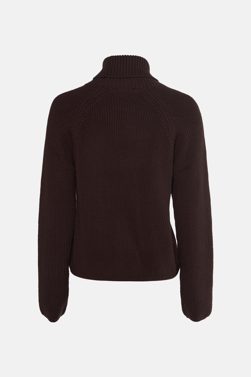 Pull met rolkraag - bruin