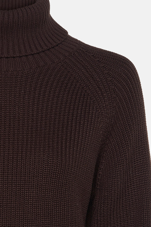 Pull met rolkraag - bruin