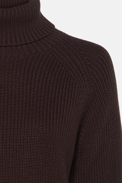 Pull met rolkraag - bruin