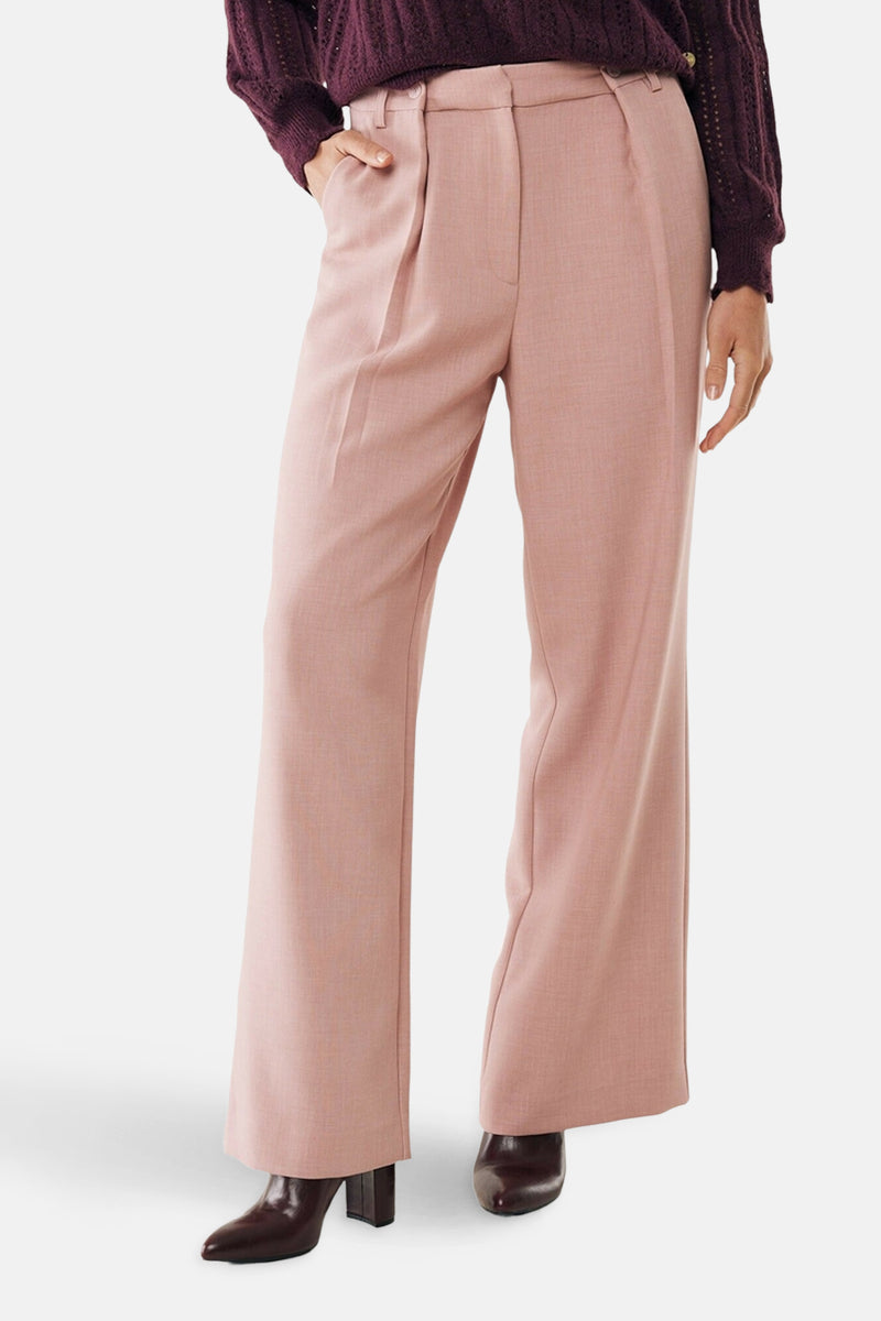 Roze broek van MEXX met een losse pasvorm en plooien bij de taille.