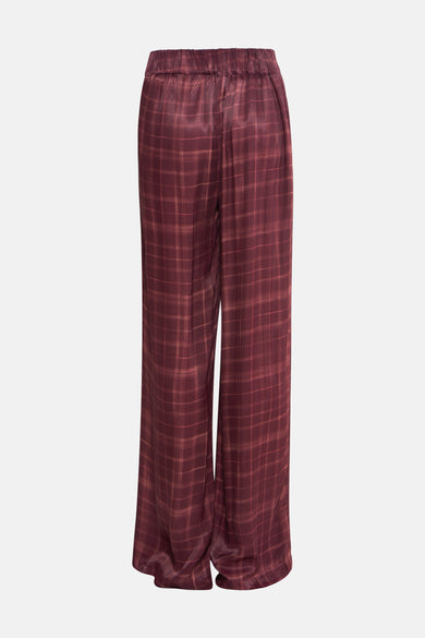 Rode geruite broek van MEXX, met elastische tailleband en een losse pasvorm.