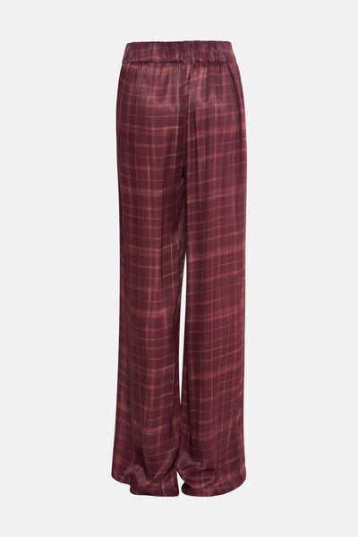 Rode geruite broek van MEXX, met elastische tailleband en een losse pasvorm.