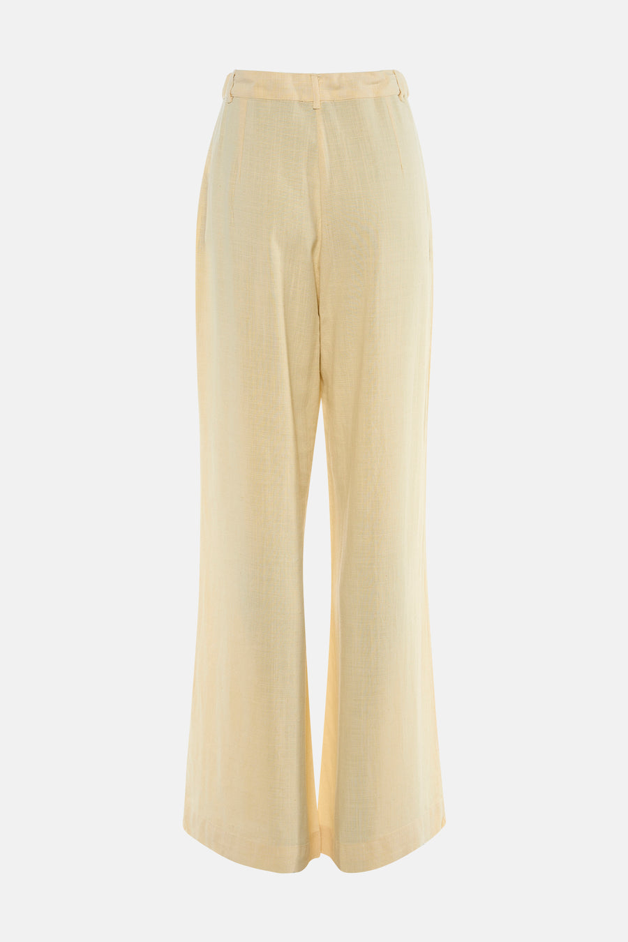 Pantalon jaune de MEXX, coupe ample, matière texturée, vue arrière sur fond neutre.