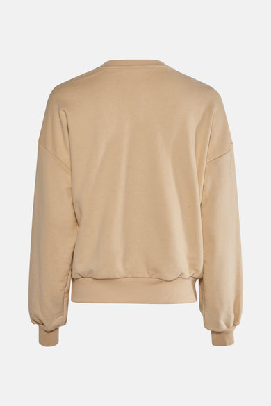Sweat beige col rond de MEXX, coupe ample avec finitions côtelées aux poignets et à la base.
