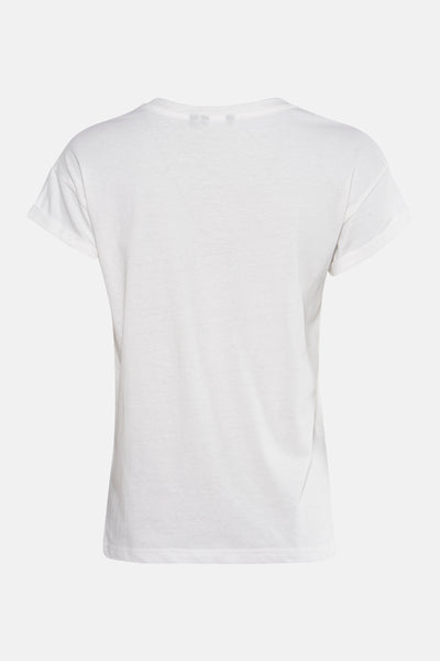 Wit T-shirt met korte mouwen van MEXX, met opgerolde zomen aan de mouwen en een ronde hals.